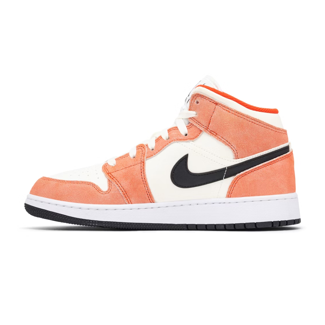 Jordan 1 Mid Orange Suede (GS) TEAM ORANGE/SAIL/WHITE/BLACK