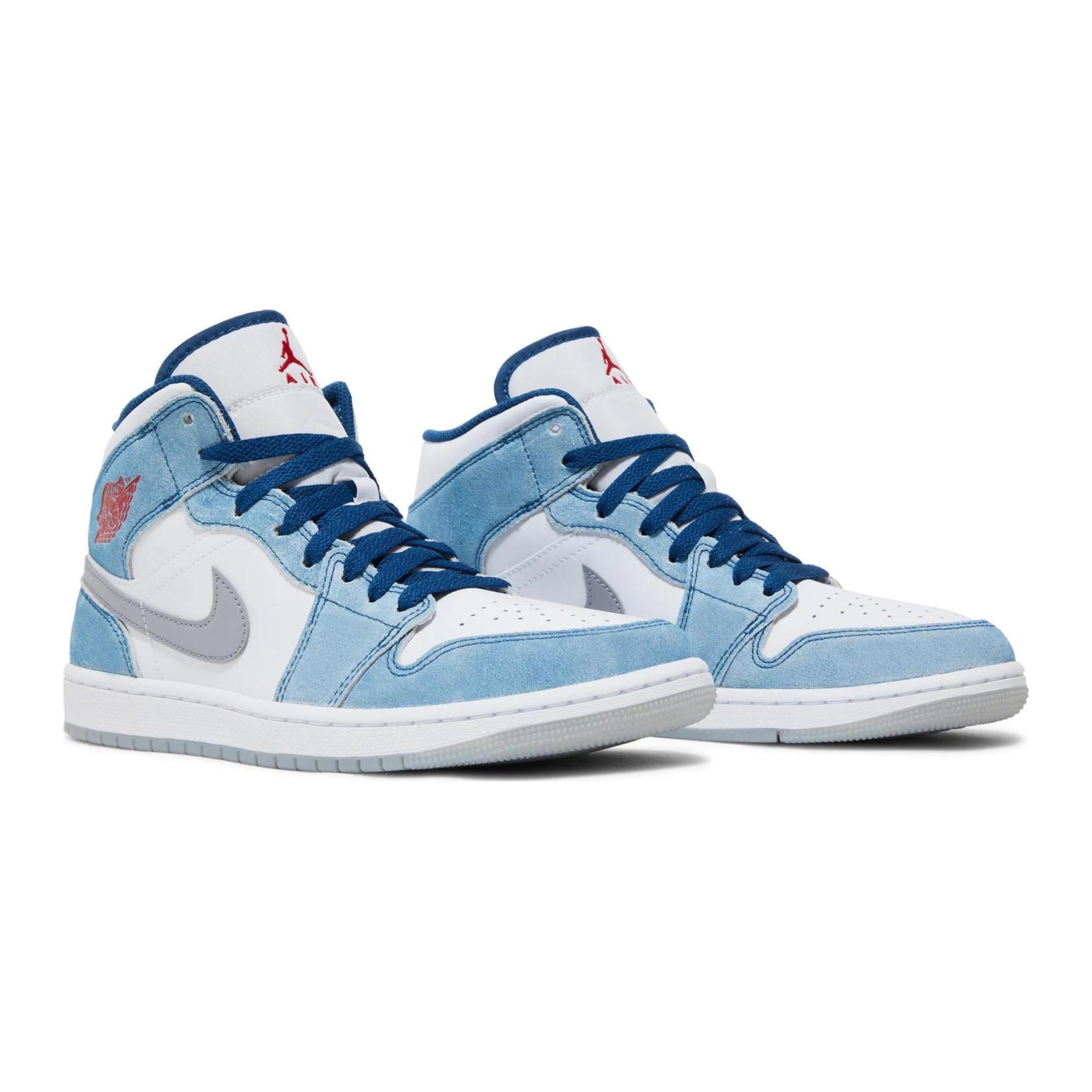 Jordan 1 Mid French Blue Fire Red