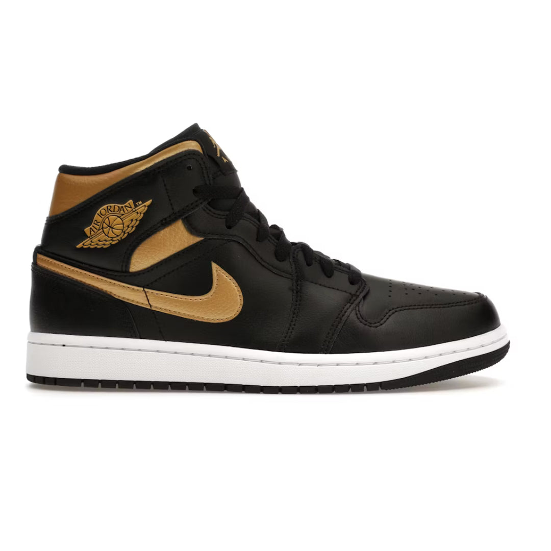 Jordan 1 Mid Black Metallic Gold