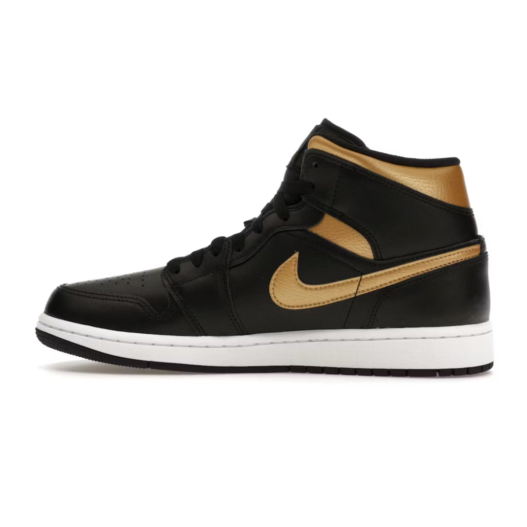 Jordan 1 Mid Black Metallic Gold