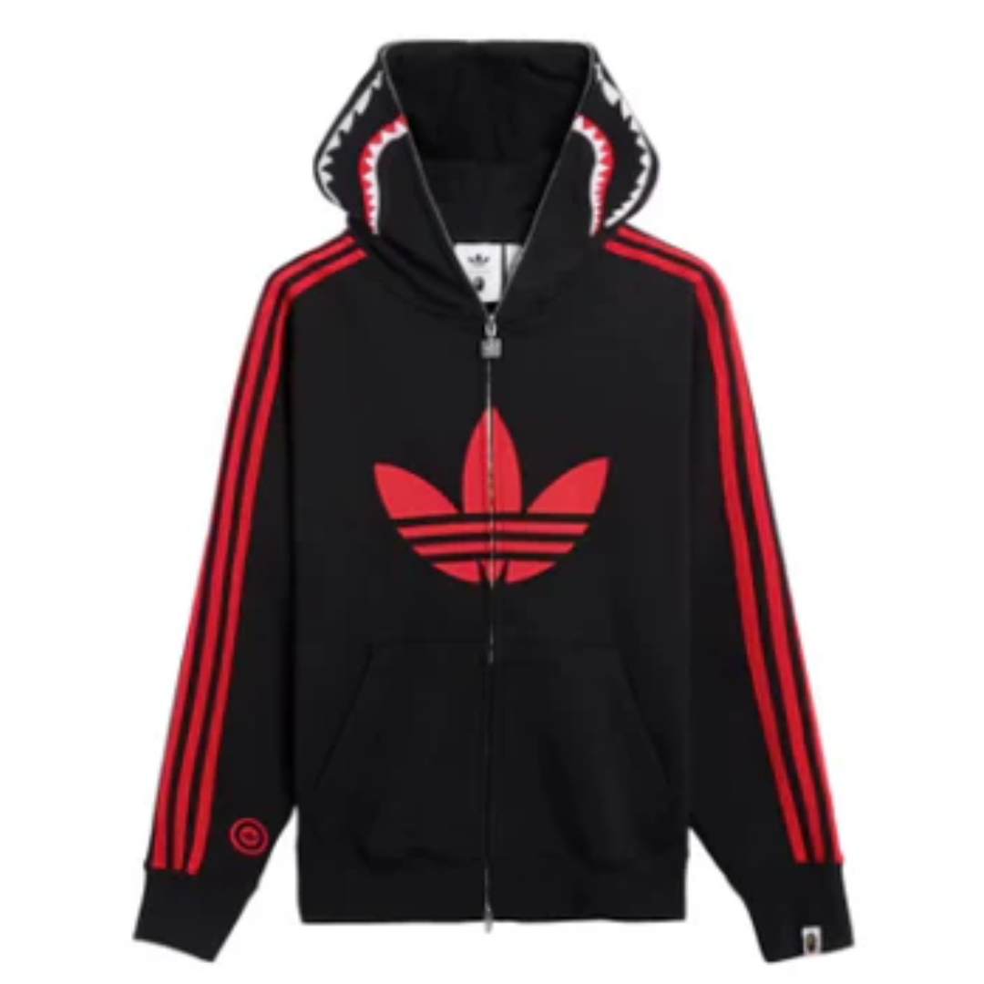 Adidas x BAPE Shark Fleece Full Zip Hoodie Black