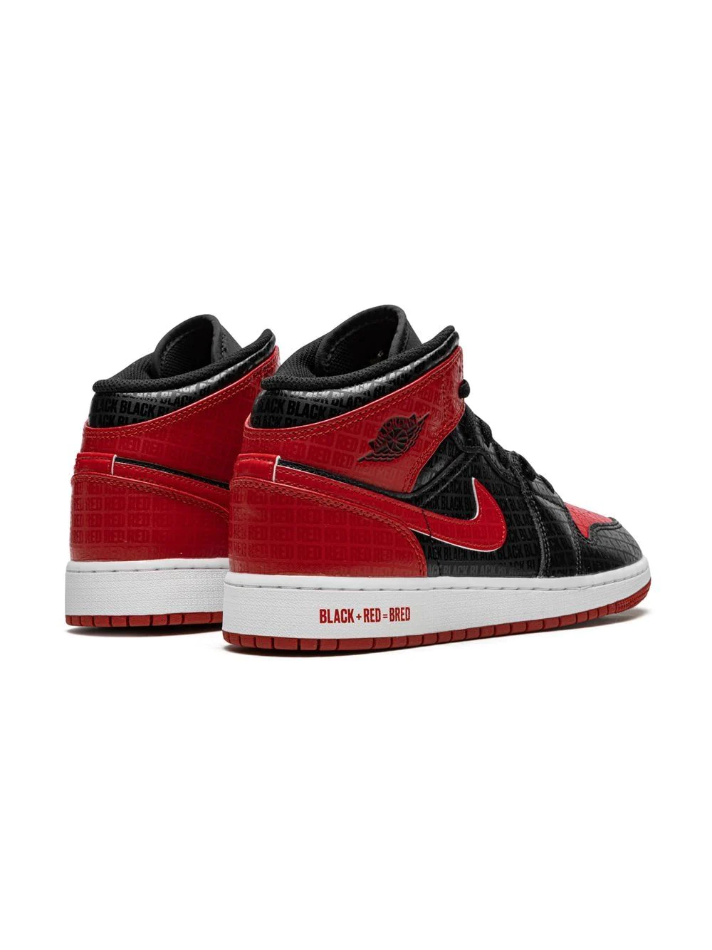 Nike Jordan 1 Mid (GS) Bred Text
